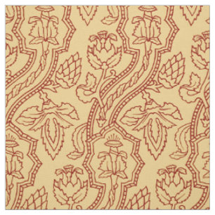Tecido Floral do Renascimento Antigo - Vermelho sobre Ama
