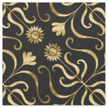 Floral Elegante Clássico Damasco Negro Girassol Do