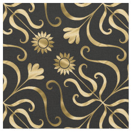 Tecido Floral Elegante Clássico Damasco Negro Girassol Do