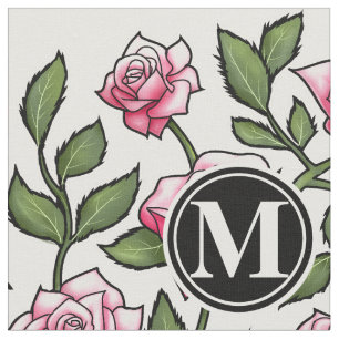 Tecido Floral Elegante e Monograma