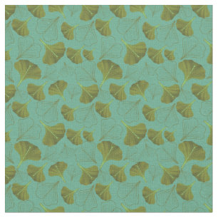 Tecido Floral Gingko Leaf Turquoise