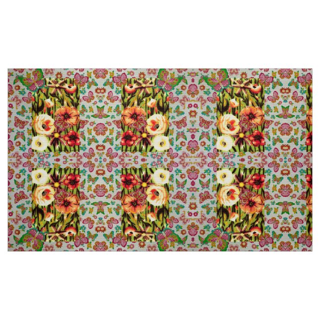 Tecido Floral Laranja (Fat Quarter)