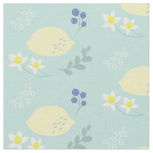 Tecido Floral Lemon Pattern Mint Green
