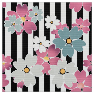 Tecido Floral, listrado