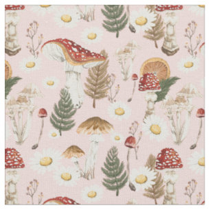 Tecido Floral Mushroom