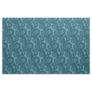 Tecido Floral Oblíquo Renascentista, Azul Peacock