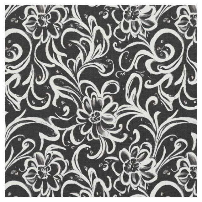 Tecido Floral Preto e Branco (Detalhe)