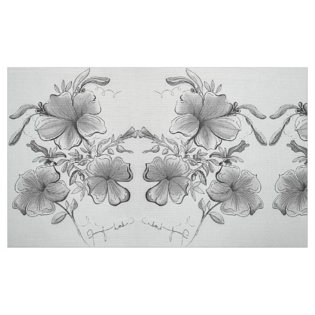 Tecido Floral Preto e Branco (Fat Quarter)