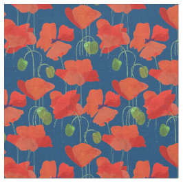 Tecido floral profundamente azul vermelho feito