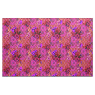 tecido floral retro magenta