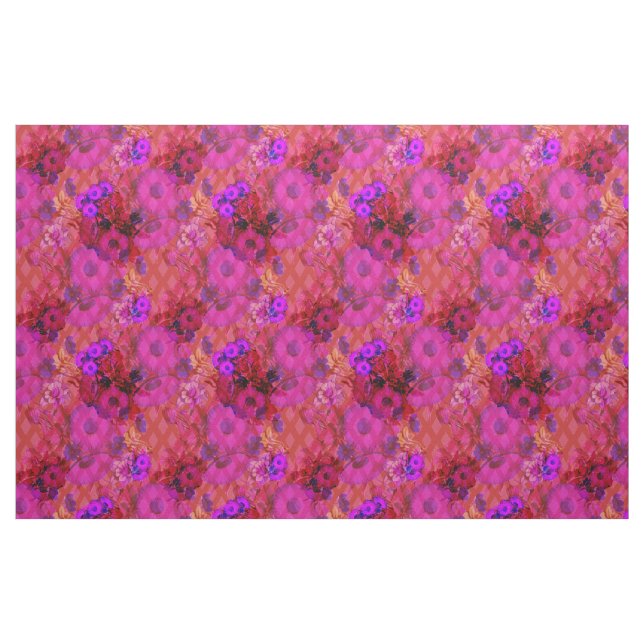 tecido floral retro magenta (Fat Quarter)