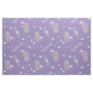 Tecido Floral Roxo com Padrões e Padrões de Artesa