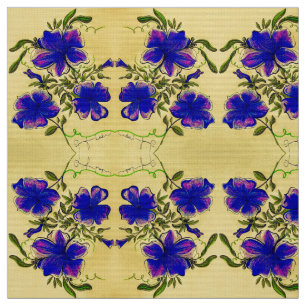 Tecido Floral roxo e amarelo