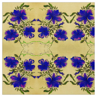 Tecido Floral roxo e amarelo