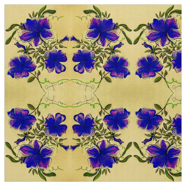 Tecido Floral roxo e amarelo (Modelo)