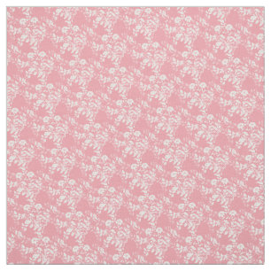 Tecido Floral Tecido-Cor-de-rosa & branco feito sob