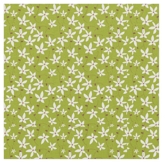 Tecido Floral Verde e Branco (Detalhe)