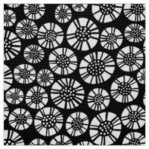 Tecido Flores Abstratas 031023 - Branco no Preto