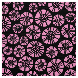Tecido Flores Abstratas 031023 - Rosa no Preto