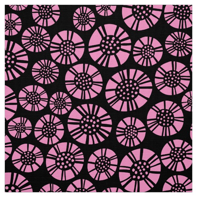 Tecido Flores Abstratas 031023 - Rosa no Preto (Modelo)