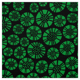 Tecido Flores Abstratas 031023 - Verde Grama no Preto
