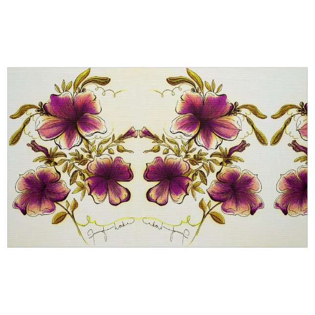 Tecido Flores Amarelas Borgonhetas (Fat Quarter)