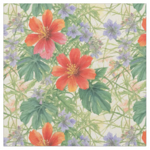 Tecido Flores aquarelas brilhantes