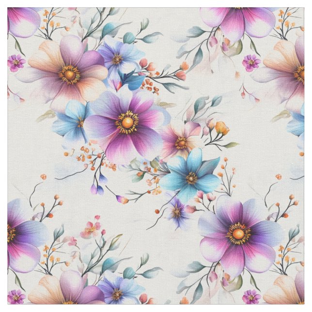 Tecido Flores Arco-Íris (Detalhe)