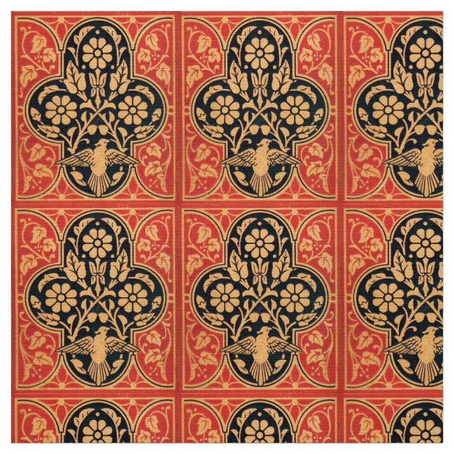 TECIDO FLORES AZUIS AMARELOS VERMELHOS COM DOVE (Modelo)