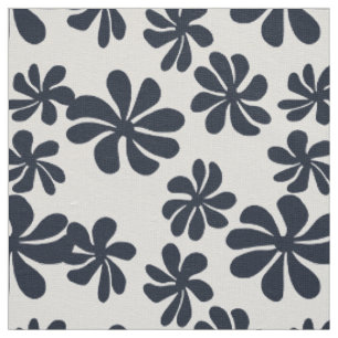 Tecido Flores azuis marinhos com cor de fundo personaliza