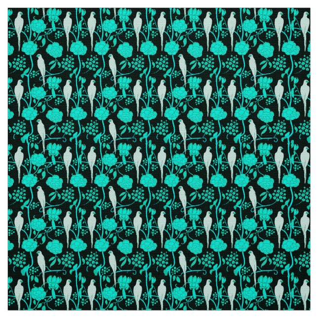 TECIDO FLORES AZUIS TEAIS E PARTES BRANCAS A PRETO (Modelo)