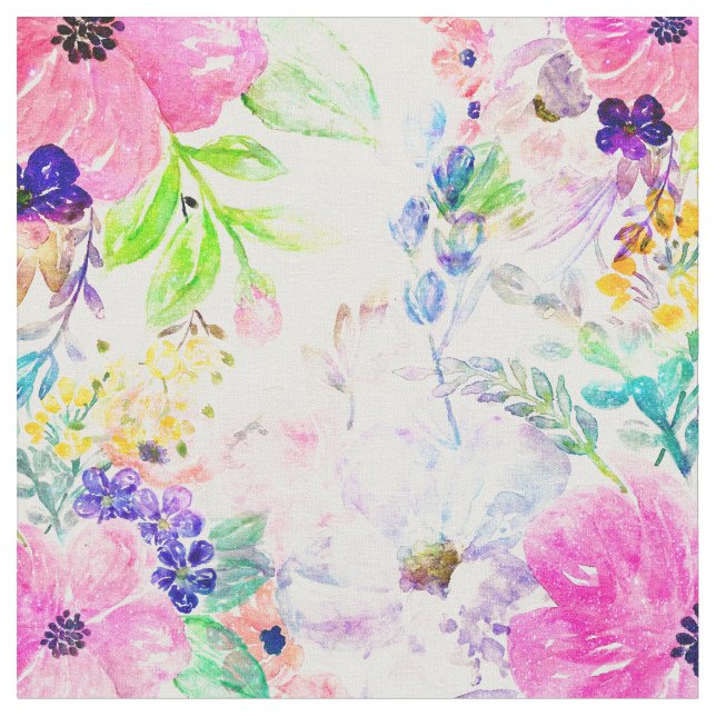 Tecido Flores bonito Boho Floral Watercolor Design (Detalhe)