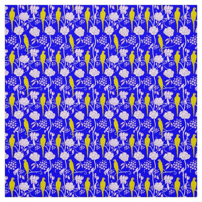 TECIDO FLORES BRANCOS E PARTES AMARELAS EM AZUL (Modelo)