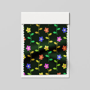 Tecido Flores Coloridas, Padrão Floral, Verde, Boho