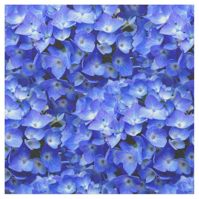 Tecido Flores com padrão azul de planta hydrangea modelo (Detalhe)