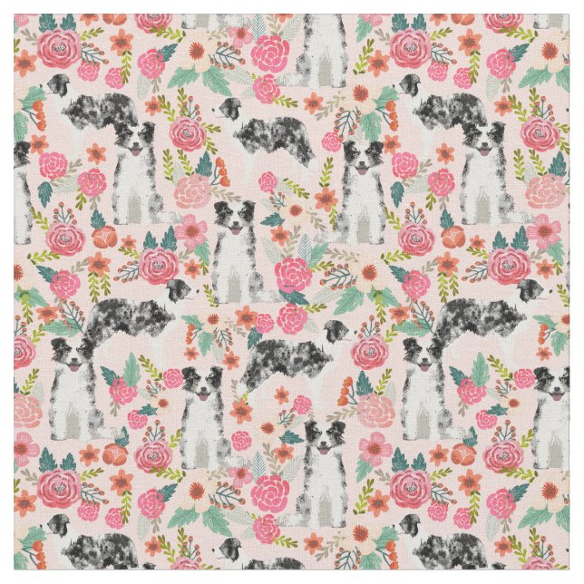 Tecido Flores cor-de-rosa azuis (Detalhe)