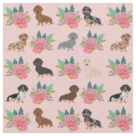 Tecido Flores cor-de-rosa para cães dachshund