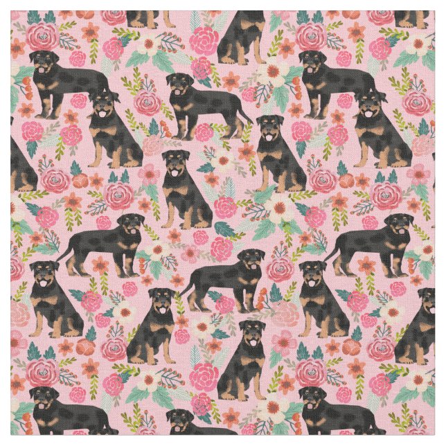 Tecido Flores cor-de-rosa para cães rottweiler (Detalhe)