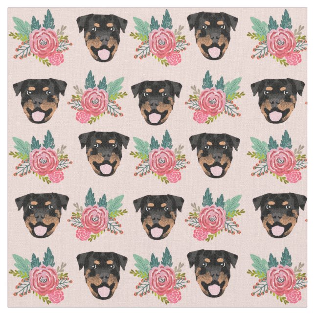 Tecido Flores cor-de-rosa para cães rottweiler (Detalhe)
