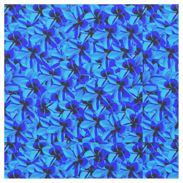 Tecido Flores de Frangipani Azuis de Duas Cores, (Detalhe)