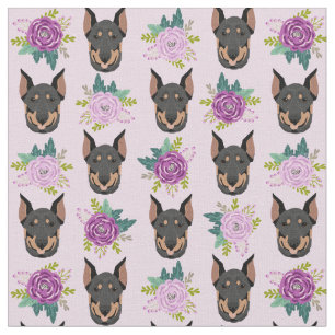 Tecido Flores de lavanda de cães doberman