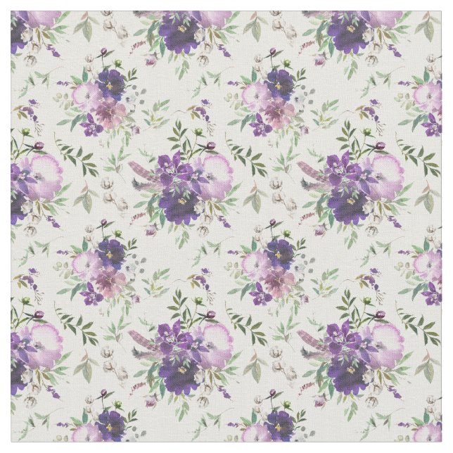 Tecido Flores de Lavanda em Aquarela Floral Roxa  (Detalhe)