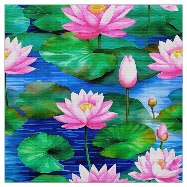 Tecido Flores de Lotus Rosa em um Pond (Modelo)