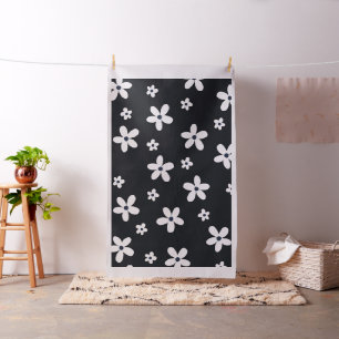 Tecido Flores de Margarida Negra-Negra Summer Boho