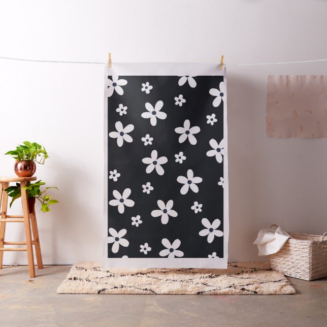 Tecido Flores de Margarida Negra-Negra Summer Boho (In Situ)