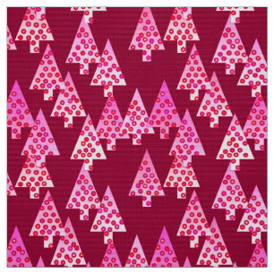 Tecido Flores de Natal modernas - vinho e rosa