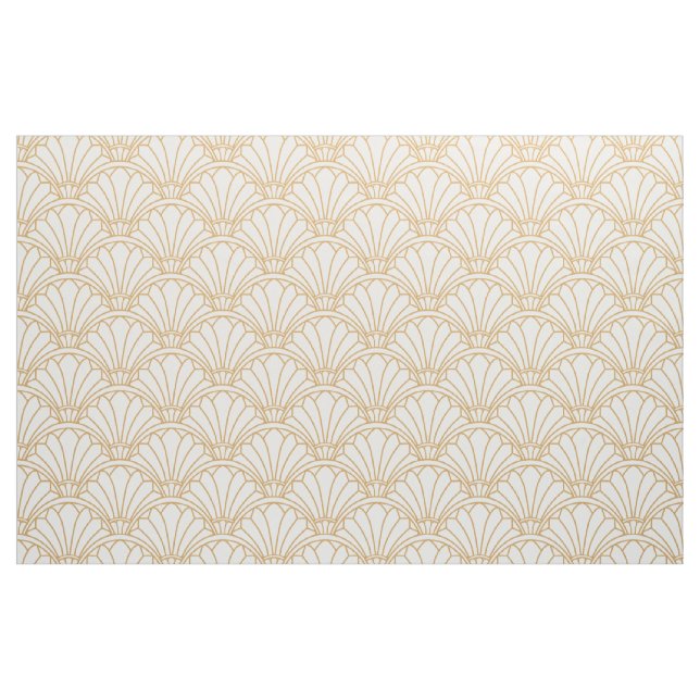 Tecido Flores de ventilador de Deco de Arte Branca e Dour (Fat Quarter)