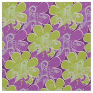 Tecido Flores decorativas (verde e roxo)