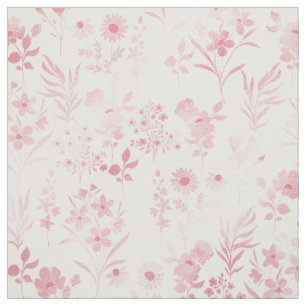 Tecido Flores Douradas Elegantes Rosa Botânicas Brancas