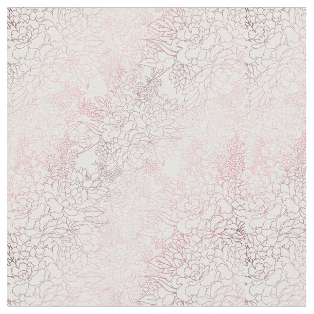 Tecido Flores Douradas Elegantes Rosa Flores Fraturas Bot (Detalhe)